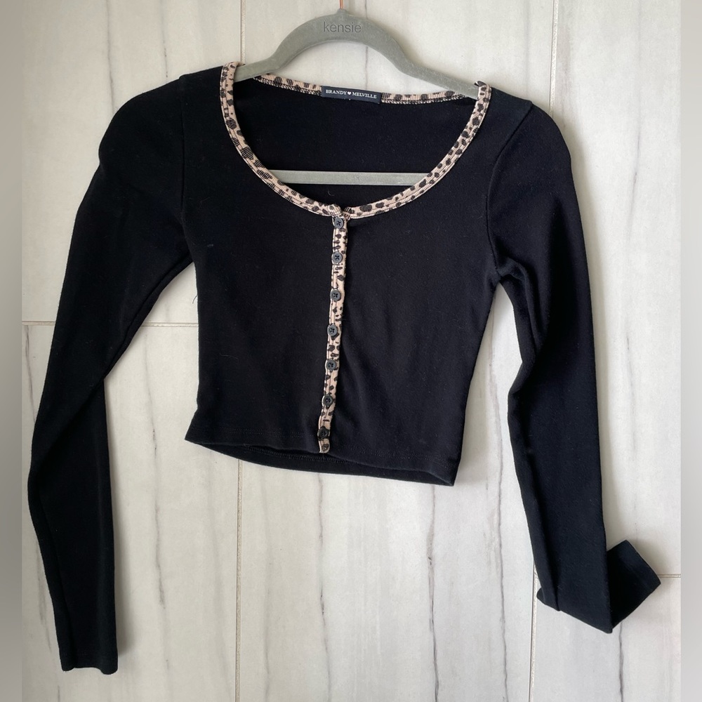 Brandy Melville black and cheetah long sleeve